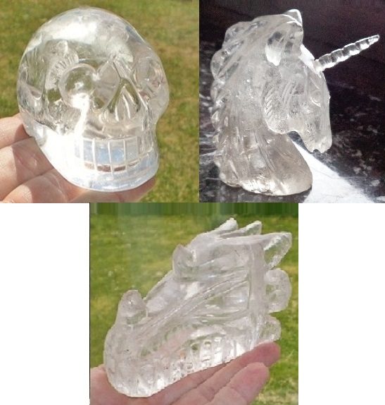 Bergkristall Kristallschädel Einhorn Drache Bergkristall Kristallschädel Einhorn Drache klar 100 g 300 g 500 g